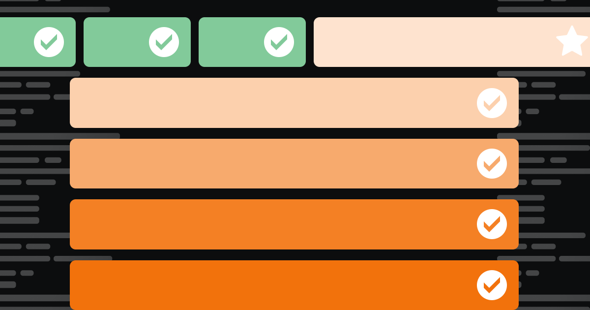 Bunch of colorful rectangles with checkmarks on a black background